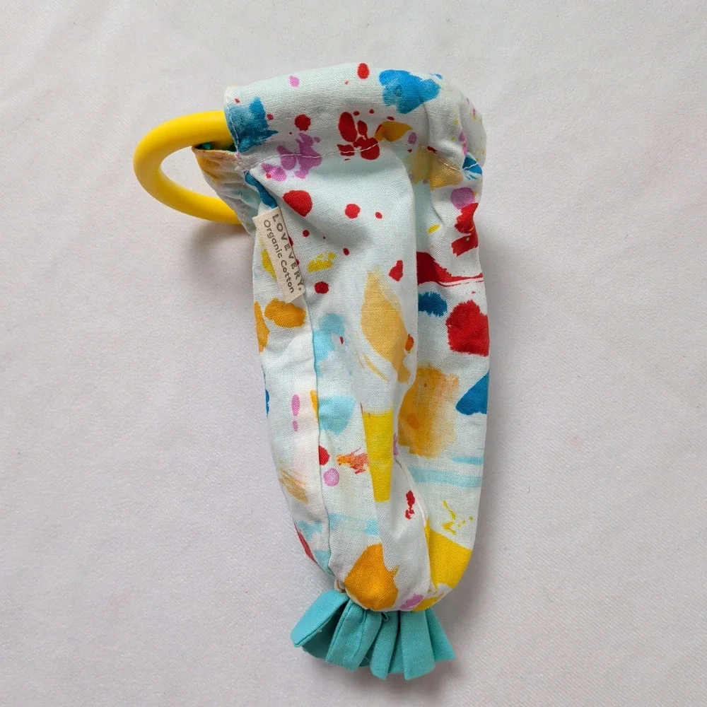 Lovevery Organic Cotton Sensory Pouch Crinkle Toy Paint Splatter Thinker Kit